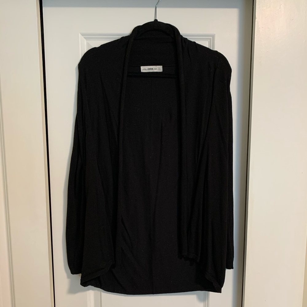 Black open cardigan